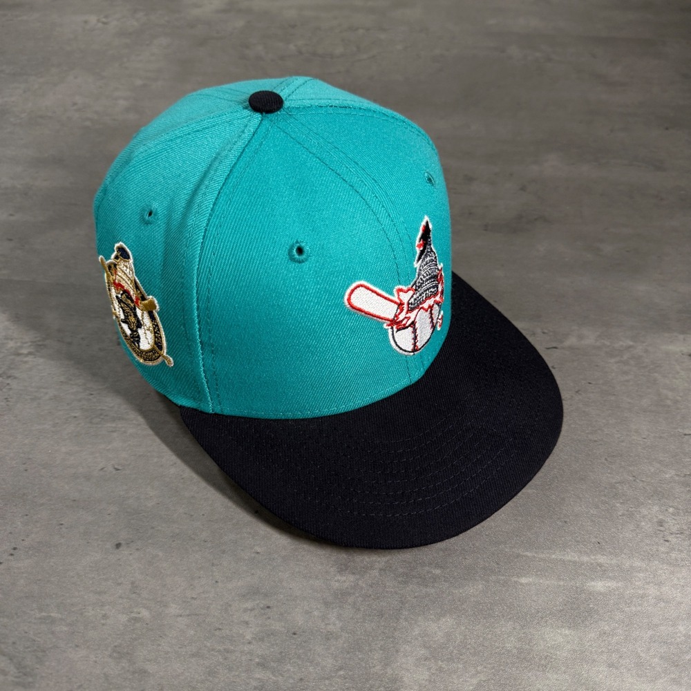 New Era‎ Washington Senators Hat Mens 6 7/8 Teal Black 59FIFTY 1956 Cooperstown